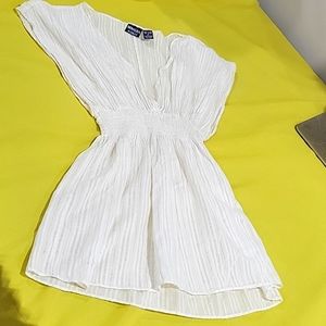 Pinch Waist White Cotton Summer Top